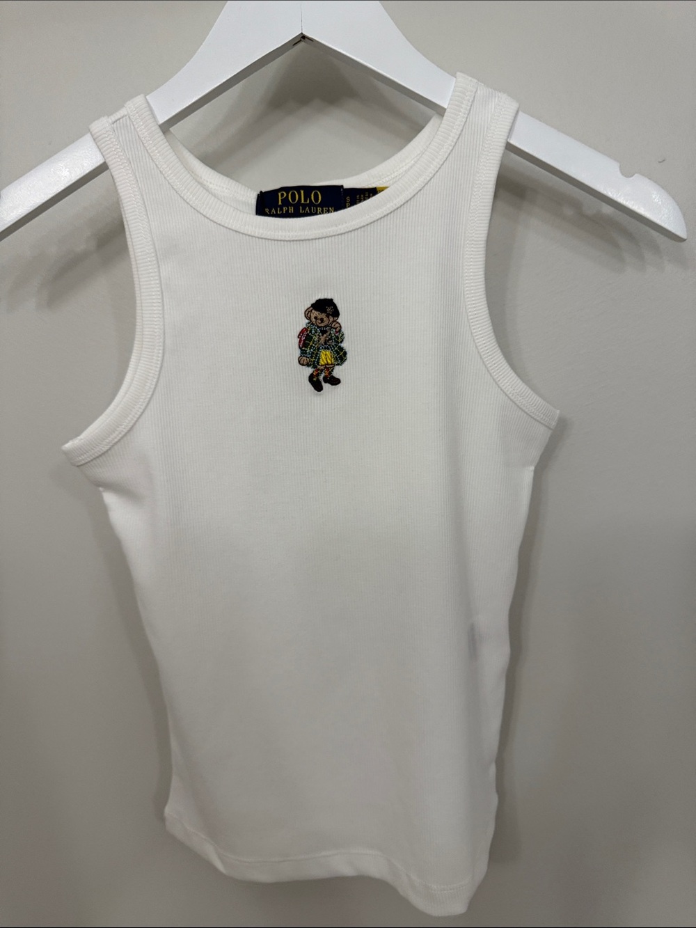 Polo by Ralph Lauren White woman’s Ribbed Tank with Bear Patch